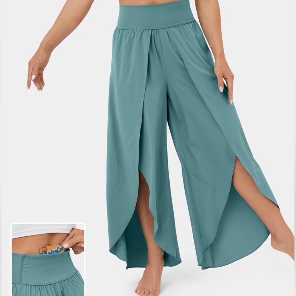Halara Breezeful™ Palazzo Flowy Split Wide Leg Quick Dry Casual Pants. - Picture 3 of 12